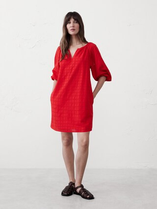 Eyelet Puff-Sleeve Mini Dress | Banana Republic Factory | Banana Republic Factory