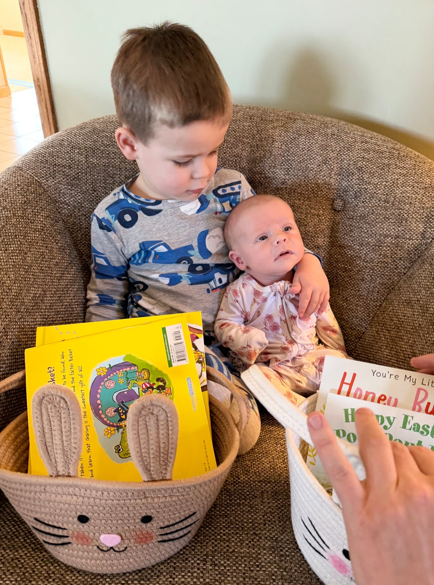 Easter morning with my two bunnies 🥹🐰🐰 Was gifted cute footies from @Caden Lane and Old Navy is also a go-to for jammies 🩷🩵

#LTKmomlife #LTKKids #LTKBaby