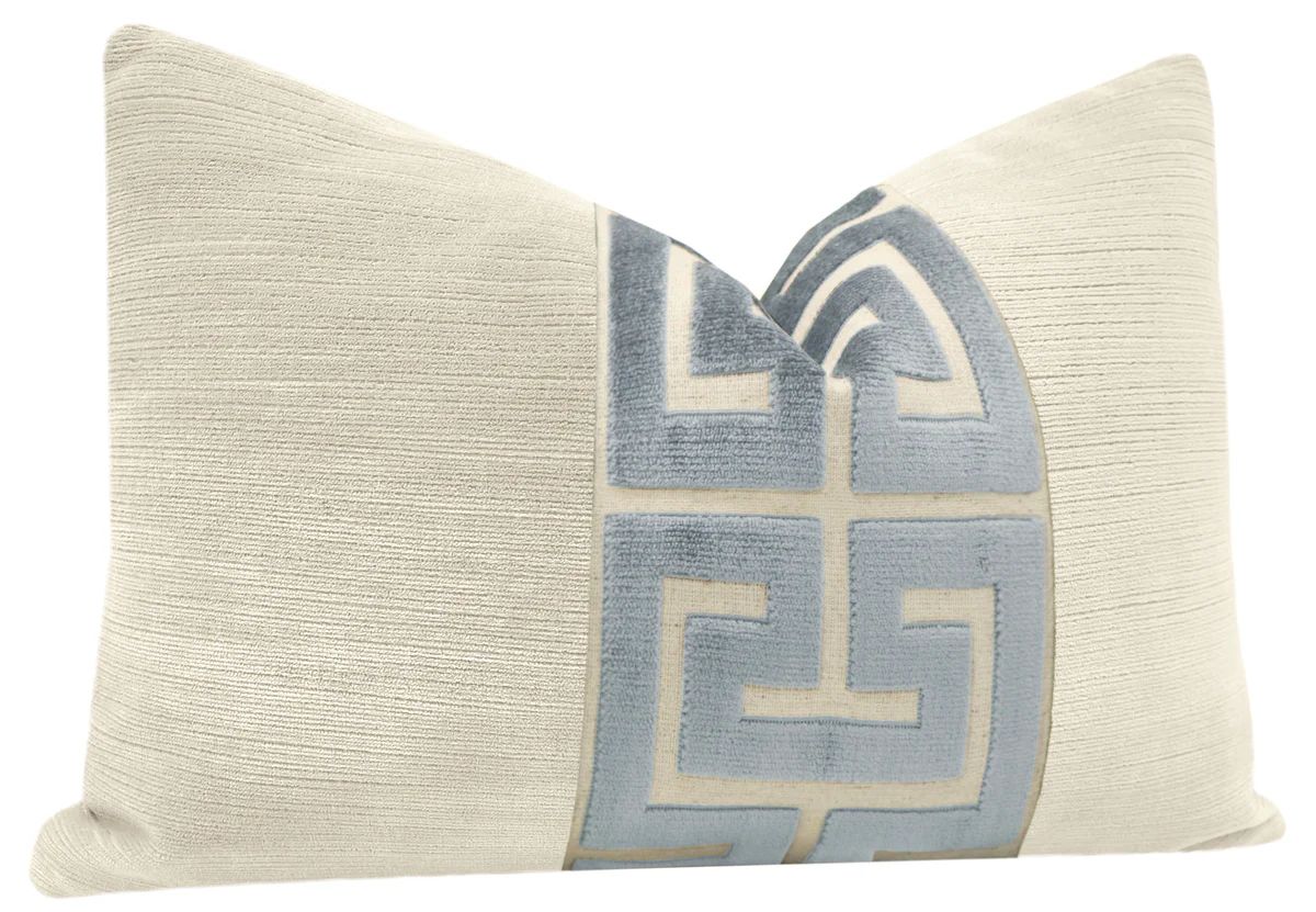 THE LITTLE LUMBAR :: STRIE VELVET // CASHMERE + DELFT GREEK TRIM | LITTLE DESIGN COMPANY