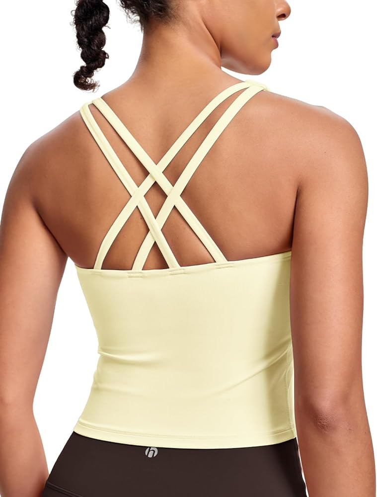 HeyNuts Longline Zeal Bras Medium Impact Wirefree Sports Bras Workout Crop Tank Tops with Removab... | Amazon (US)