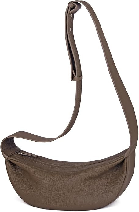 Genuine Leather Sling Bags Crossbody Women, Minimalist Style Casual Chest Bags with Wide Strap | Amazon (US)