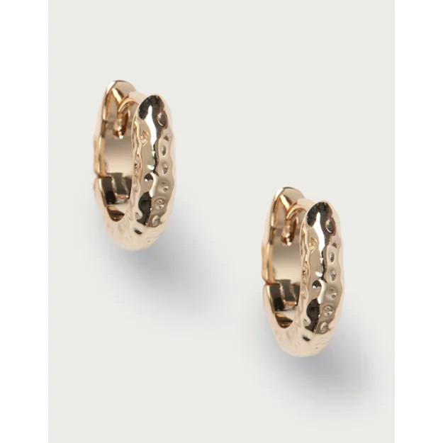 Gold Plated Hammered Mini Hoop Earrings | Jewellery & Hair Accessor... | The White Company UK & ROW