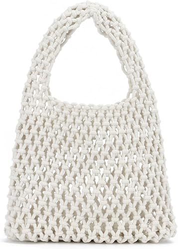 Freie Liebe Small Crochet Tote Bag for Women Summer Mesh Woven Handbags Beach Hobo Bag | Amazon (US)