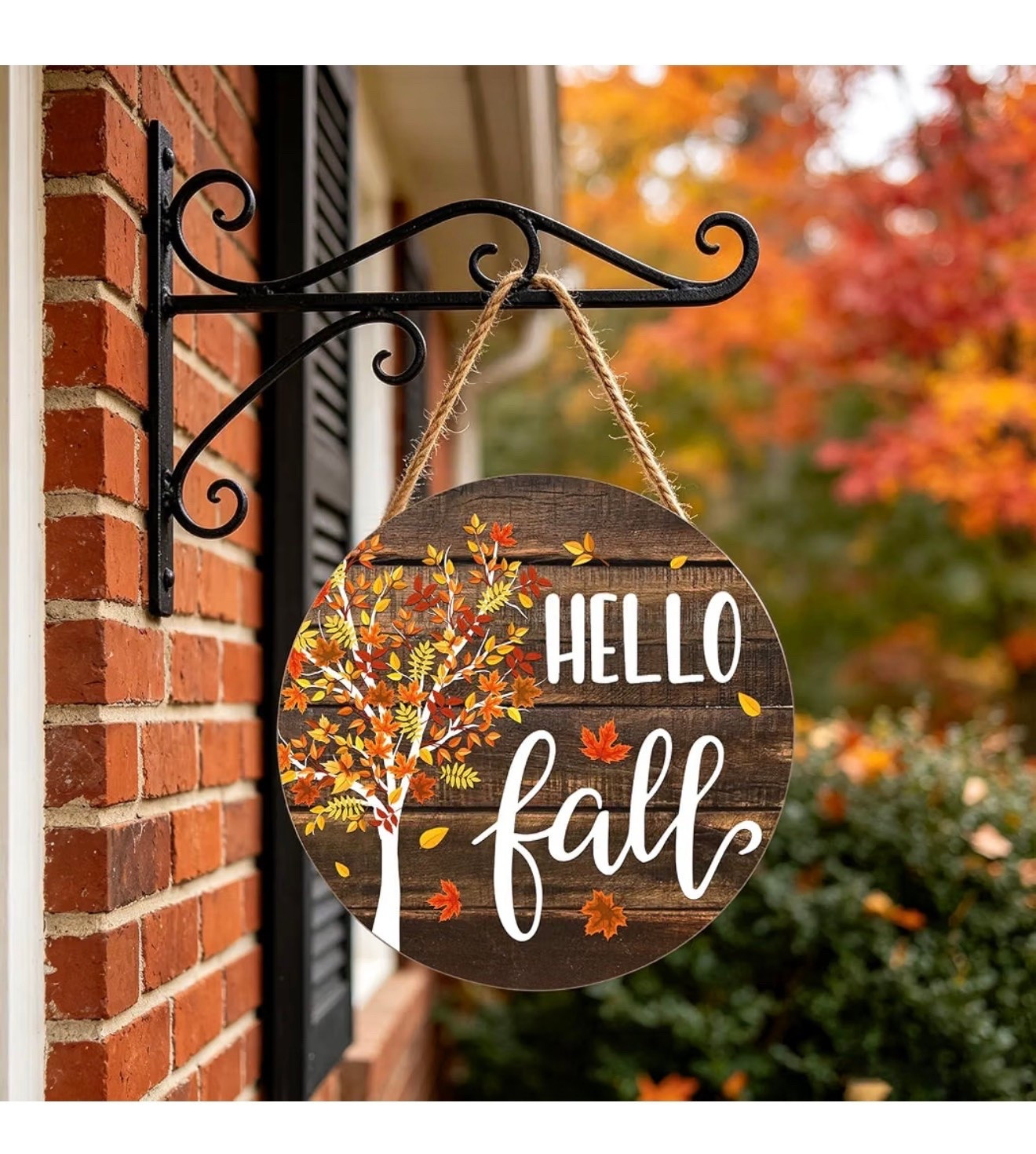 Hello Fall Wreath for Front Door Fall Tree Welcome Door Sign 12x12 Inch Autumn Maple Leaves Wood Door Hanger Farmhouse Thanksgiving Hanging Plaque for Home Porch Wall Indoor Outdoor Decorations

#LTKHome #LTKSeasonal #LTKmomlife