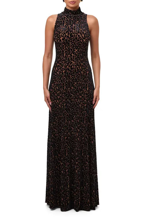 Naked Wardrobe Burnout Sleeveless Maxi Dress in Leopard Nude at Nordstrom, Size Large | Nordstrom