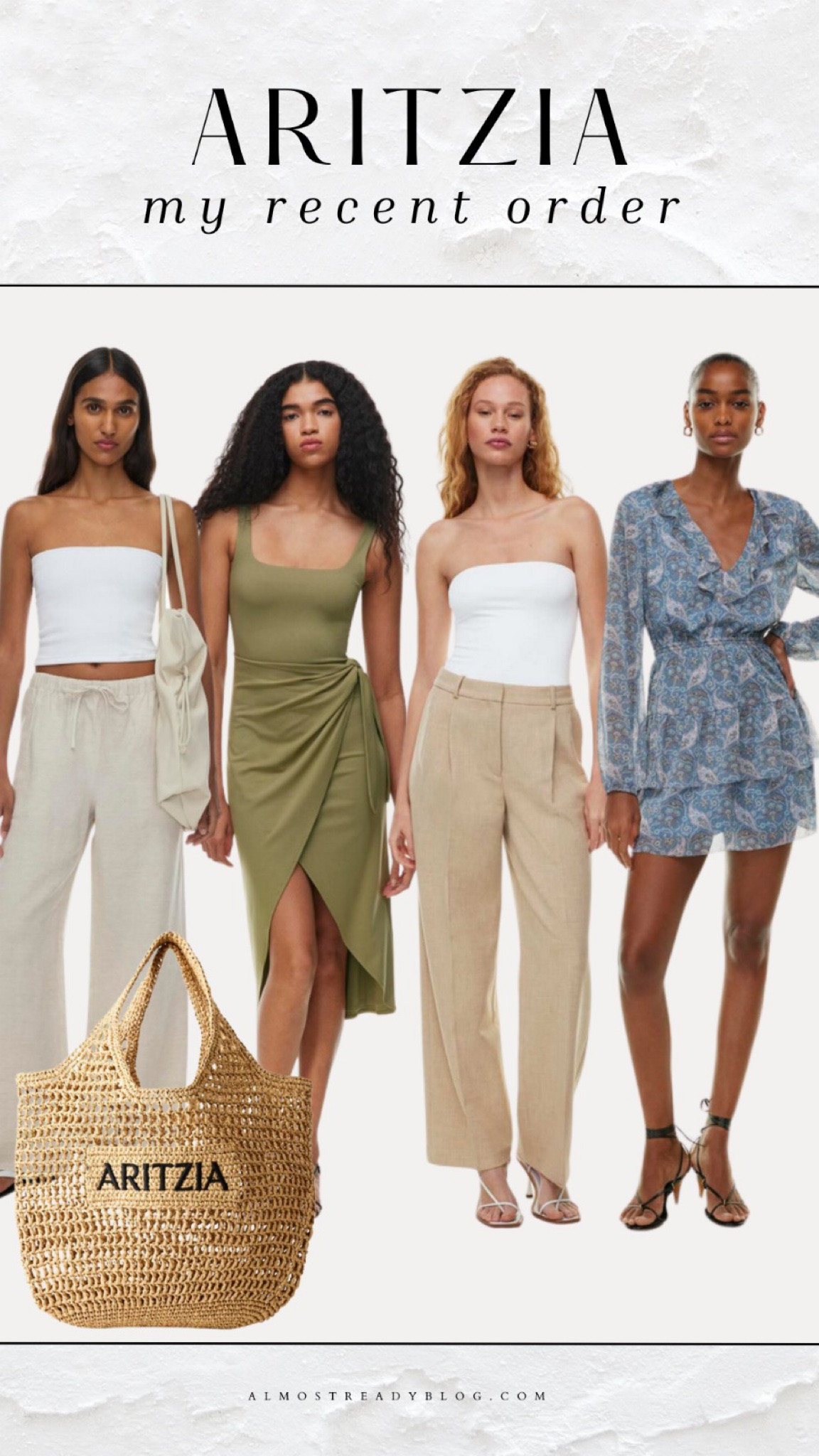 Aritzia my recent order, summer tops, summer pants, v neck mini dress, summer dress, tube top, raffia straw bag 

#LTKFindsUnder100 #LTKFindsUnder50