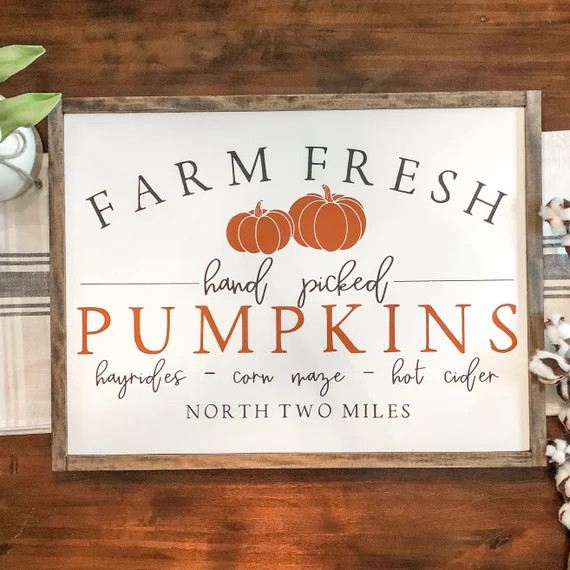 Farm Fresh Pumpkins Sign | Pumpkin Patch Framed Wood Sign | Farmhouse Fall Decor | Large Wood Fra... | Etsy (US)
