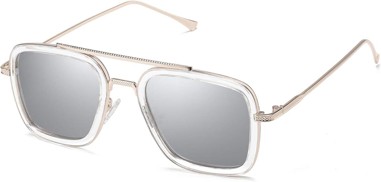 Polarized Sunglasses for Men Women Retro Aviator Square Goggle Classic Alloy Frame HERO SJ1126 | Amazon (US)
