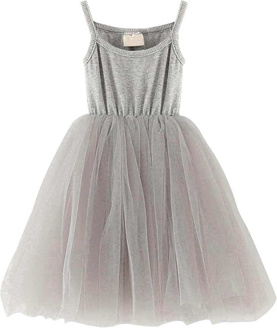 Baby Toddle Girls Tutu Dress Short Sleeves&Sleeveless Stripe Tulle Skirts A-line Dress | Amazon (US)