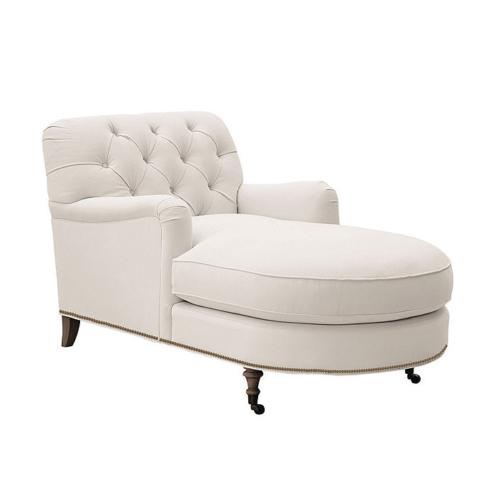 Maggie Tufted Cushioned  Chaise Lounge Chair with Brass Nailheads | Ballard Designs, Inc.