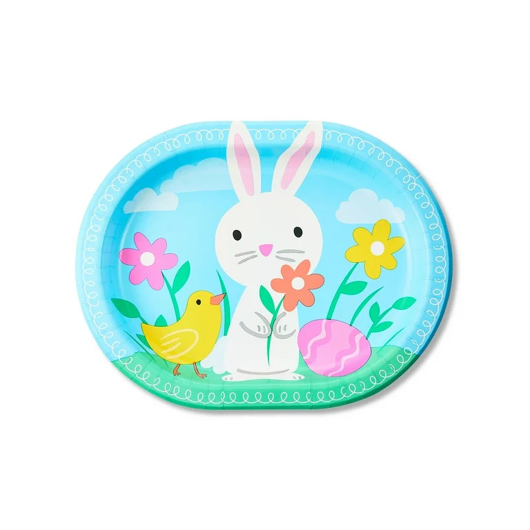 Easter Bunny Oval Disposable Paper Plates, 9.25 in x 12 in, 8 Count, by Way To Celebrate | Walmart (US)