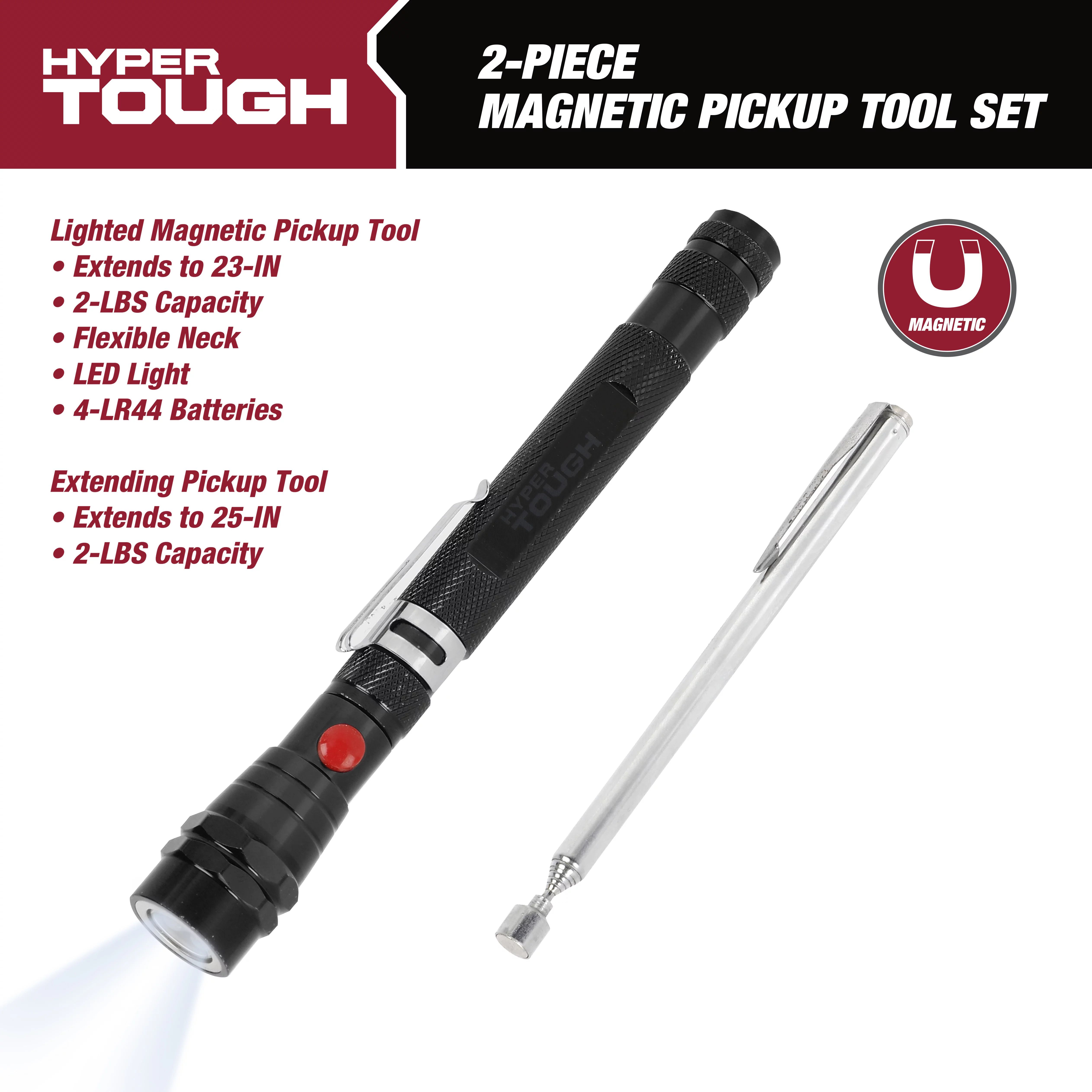 Hyper Tough 2-Piece Extendable Magnetic Pickup Tool Set, Model 42862 - Walmart.com | Walmart (US)