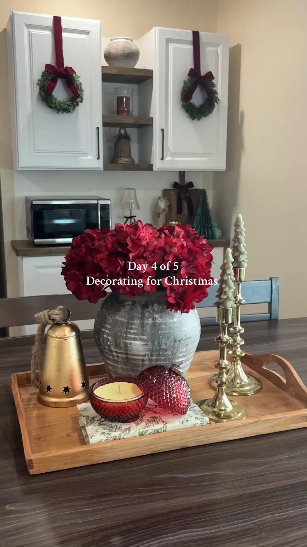 Day 4– Christmas Centerpiece on Dining Table
Created a simple Christmas centerpiece with burgundy hydrangeas, tree candles, and soft festive details. It feels so cozy and elegant, the perfect touch for the dining room!

Most of these decor pieces are from hobby lobby, home goods, and Marshalls! So I linked similar finds 

Christmas centerpiece, Christmas table decor, holiday tablescape, classic Christmas, Christmas decorating, Christmas florals, cozy holiday home, Christmas kitchen inspo 

#LTKHome #LTKHoliday #LTKStyleTip