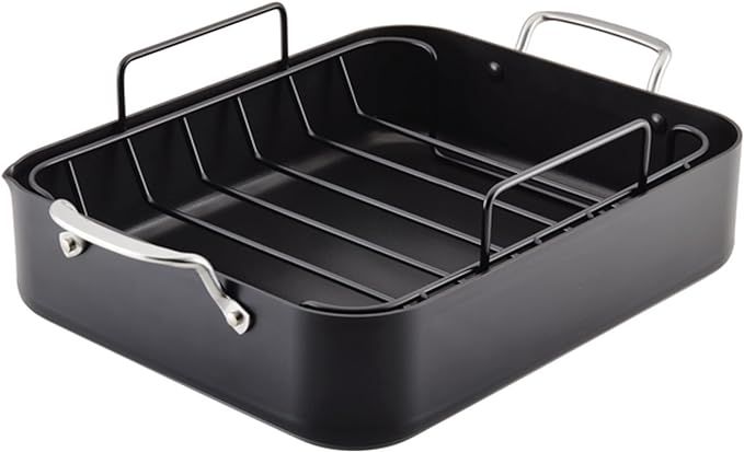 KitchenAid Hard Anodized Roasting Pan/Roaster with Removable Rack, 13 Inch x 15.75 Inch, Matte Bl... | Amazon (US)