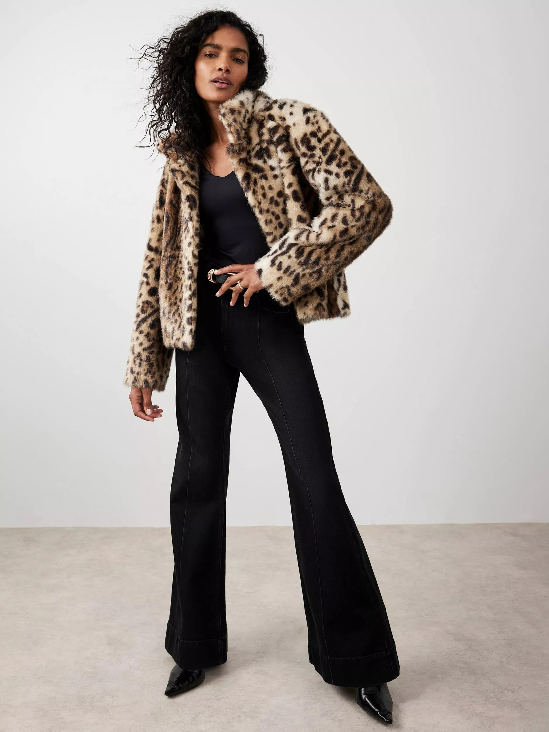 Mint Velvet Leopard Print Faux Fur Jacket, Natural/Multi | John Lewis (UK)