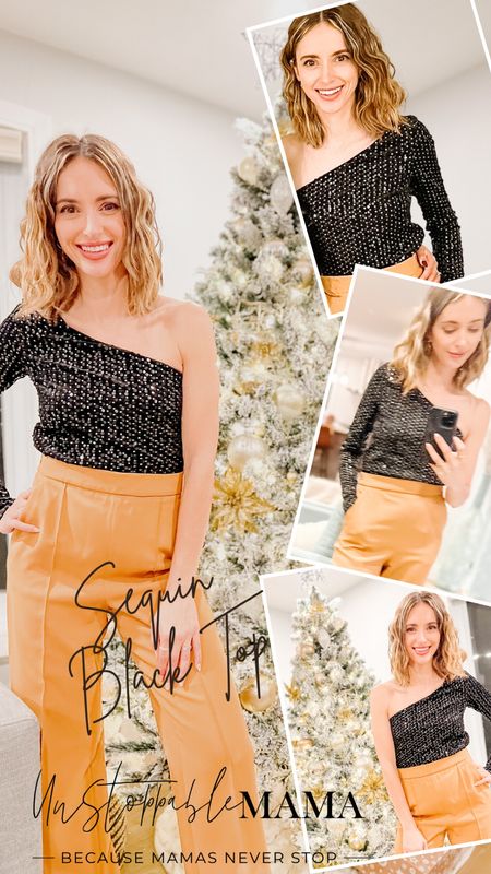 Holiday Outfit that’s a 10/10. This sequin black top is so versatile! Grab it or a similar version this holiday season!

#LTKHoliday #LTKstyletip #LTKunder100