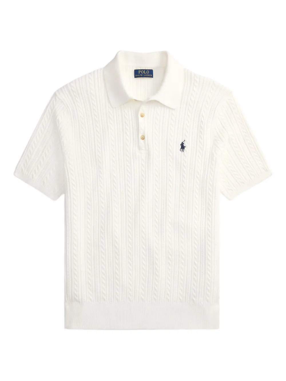 Polo Ralph Lauren cable-knit Polo Shirt | White | FARFETCH | Farfetch Global