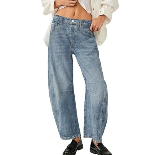 2024 New Barrel Vintage Baggy Boyfriend Jeans - Mid Rise Wide Leg Ankle Pants - Cropped Denim | Amazon (US)