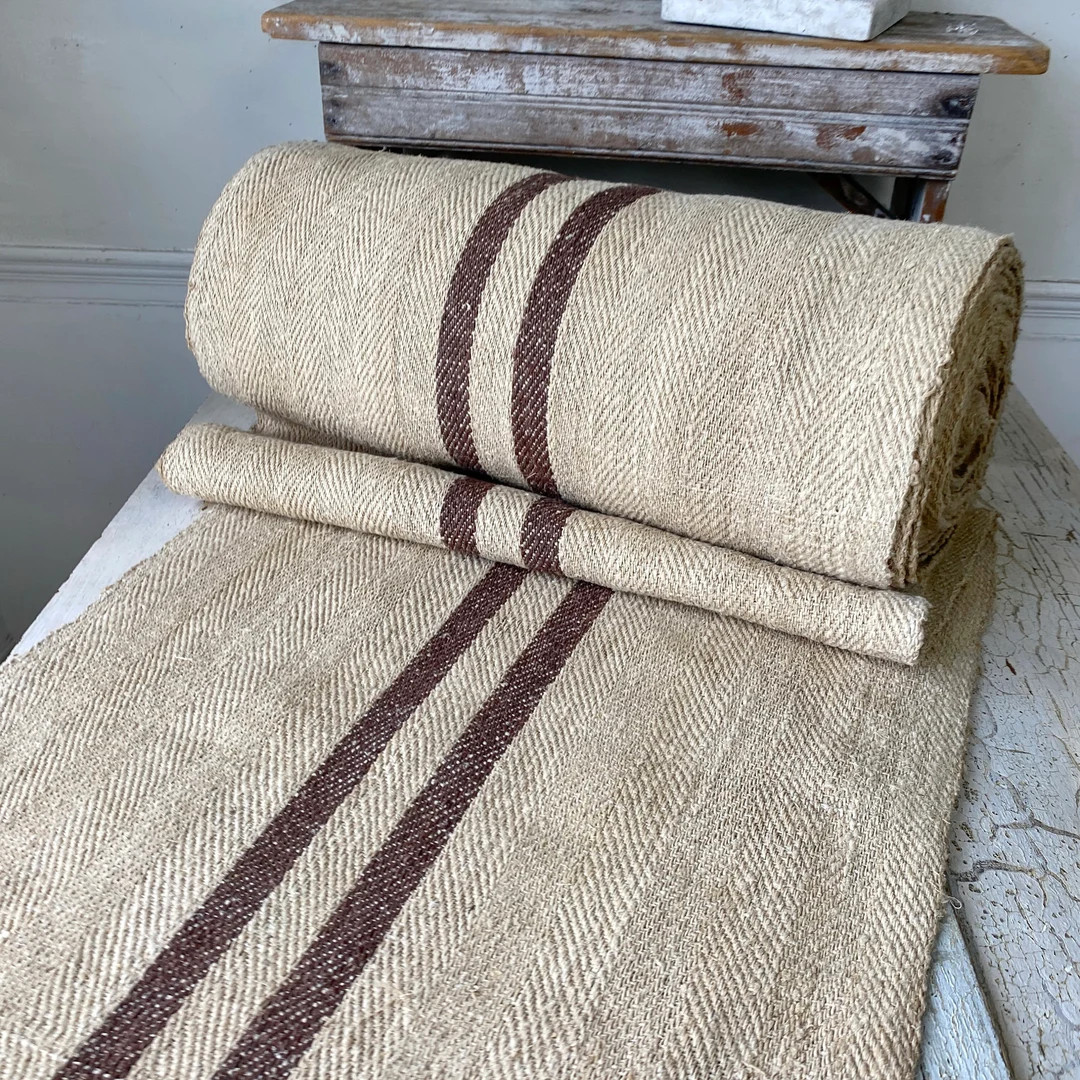 BROWN Vintage Stair Runner Fabric Material Hand Woven Organic - Etsy | Etsy (US)