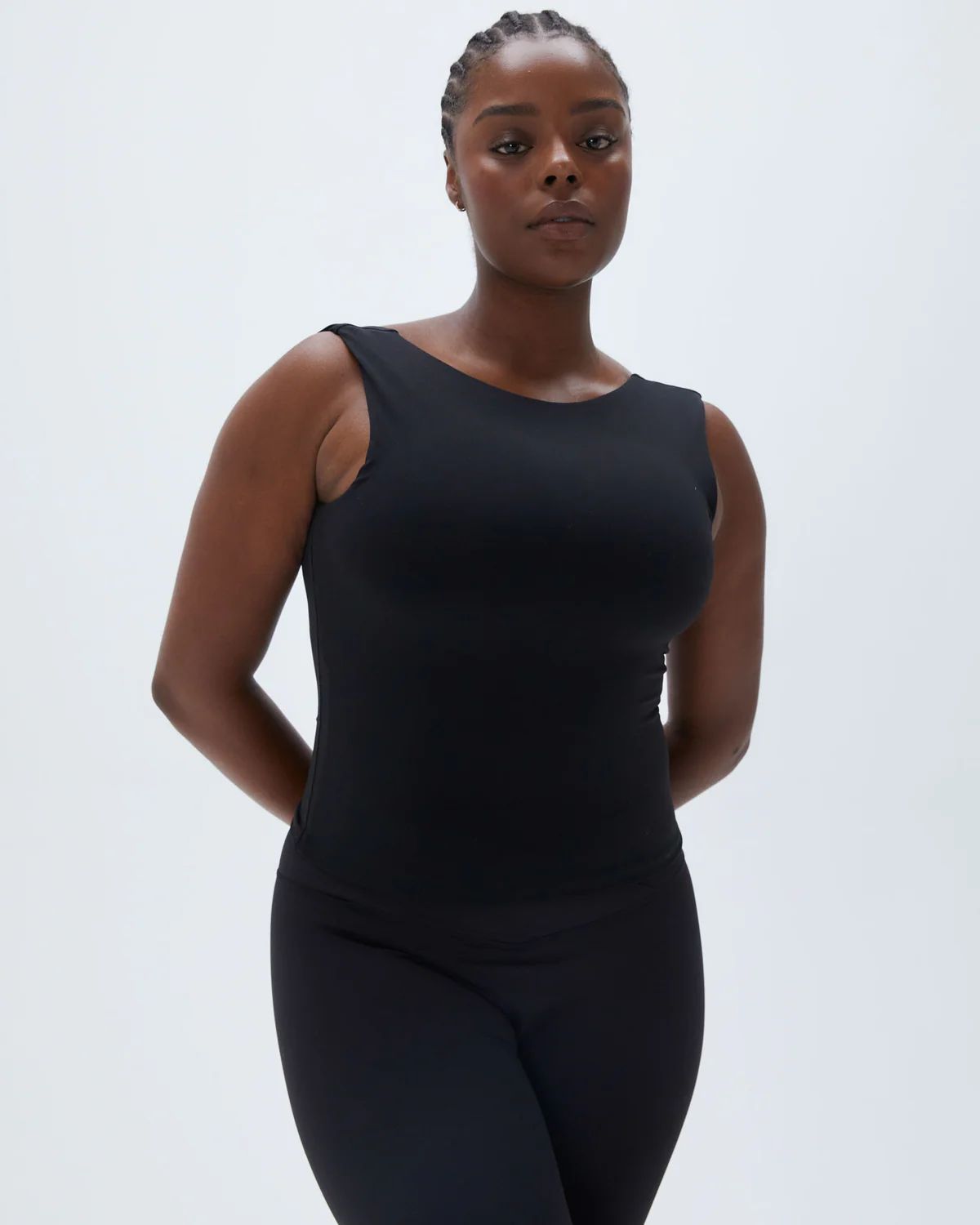 Square Neck Open Back Top - Black | Adanola UK