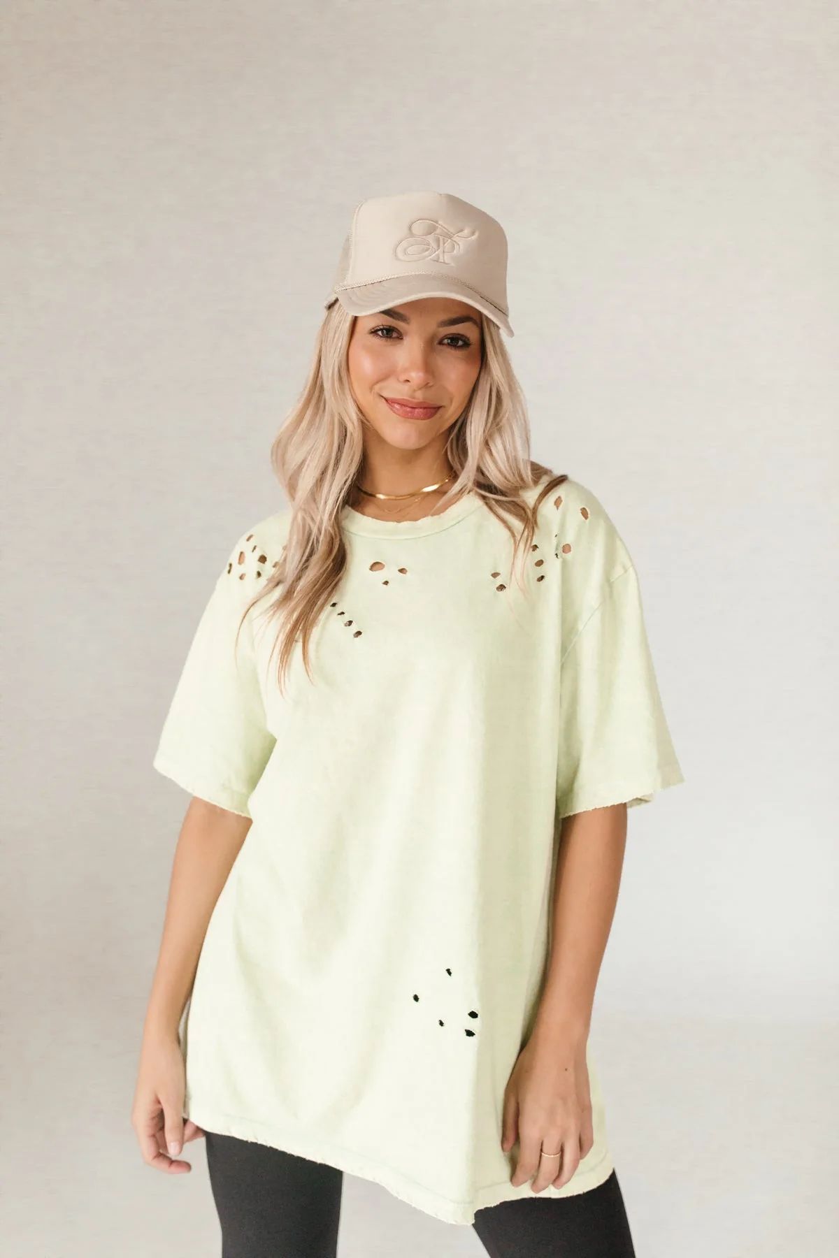 Lime Distressed Oversized Tee | The Post