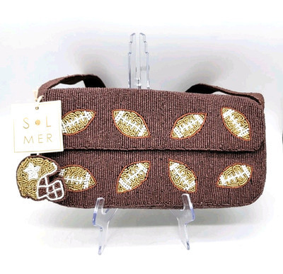 Sol and Mer Brown Beaded Football Shoulder Bag w/ Charm Brown Tiktok Viral NWTs | eBay US