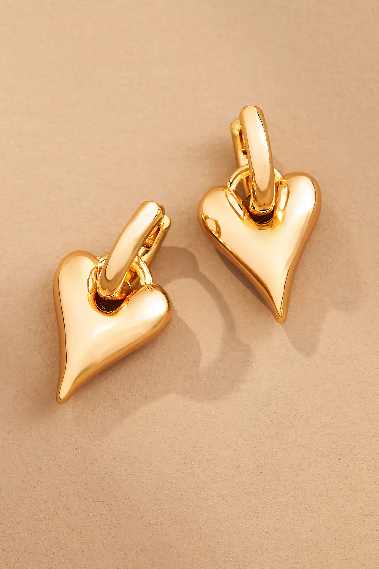 Be Mine Puffy Heart Charm Huggie Hoop Earrings | Anthropologie (US)