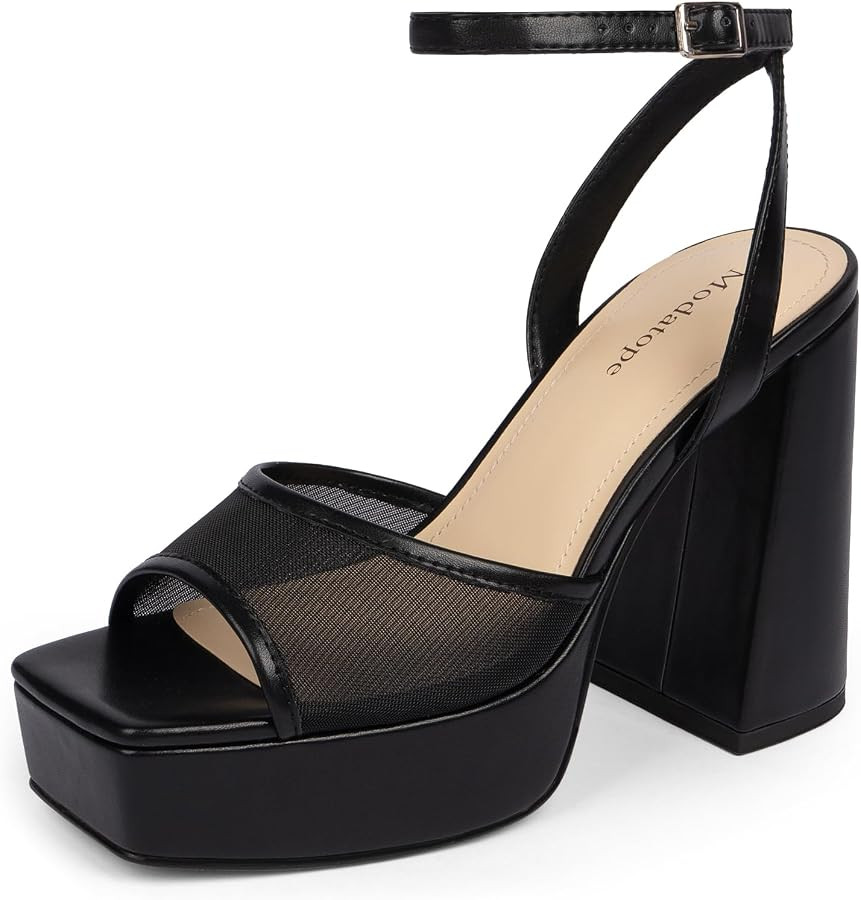 Modatope Platform Heels for Women Platform Sandals Womens Chunky Heel Open Toe Pumps Ankle Strap ... | Amazon (US)