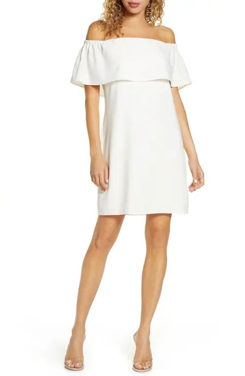 Charles Henry Off the Shoulder Dress in Ivory at Nordstrom, Size X-Large | Nordstrom