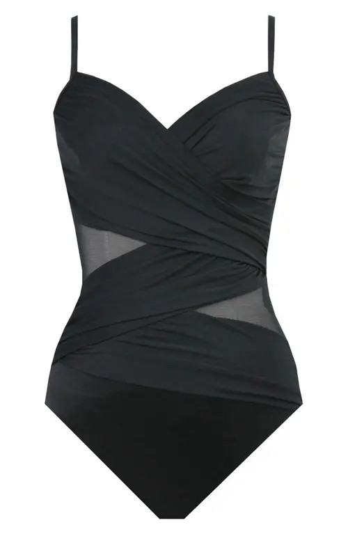 Miraclesuit® Network Mystify Underwire One-Piece Swimsuit in Black at Nordstrom, Size 14 | Nordstrom