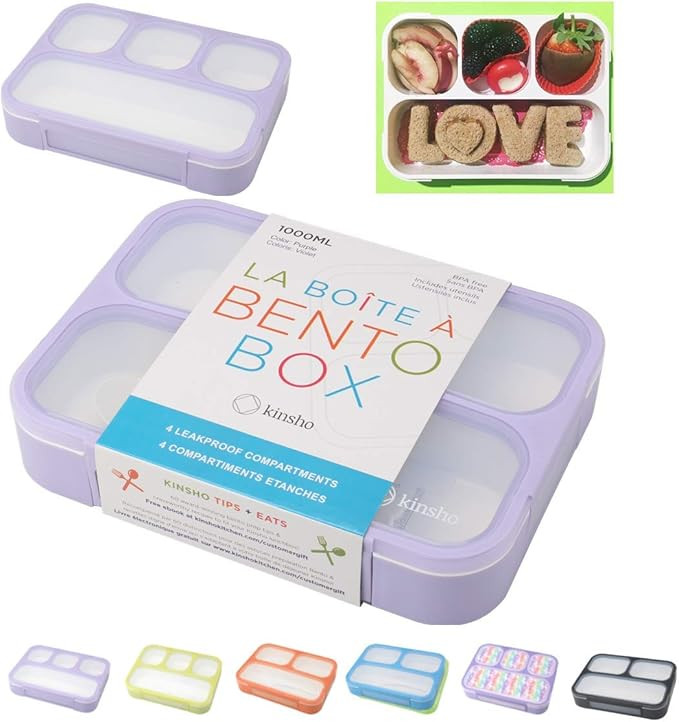 kinsho Bento Lunch Box for Kids Lunch-Boxes for Women Adults Girls Boys | Leakproof Snack Contain... | Amazon (US)