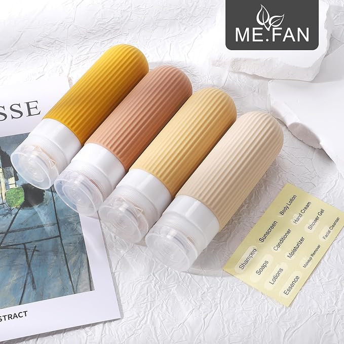 ME.FAN Travel Bottles for Toiletries, TSA Approved 3oz Silicone Journey Size Containers, Portable... | Amazon (US)