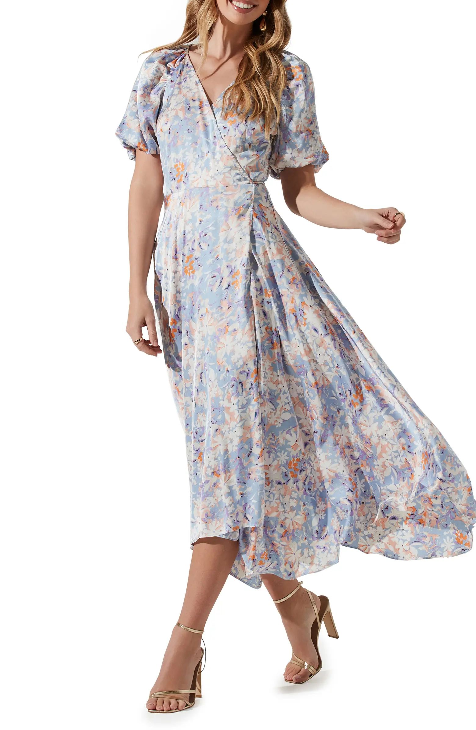 Floral Puff Sleeve Wrap Dress | Nordstrom