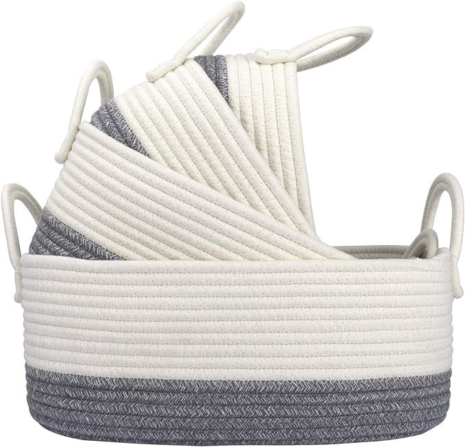 LA JOLIE MUSE 15 Inch Cotton Rope Woven Storage Basket Set of 4, Stackable Multipurpose Organizer... | Amazon (CA)