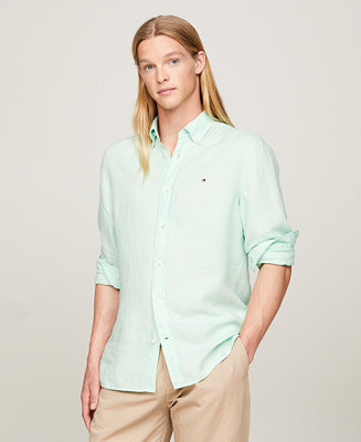 Men's Pigment-Dyed Button-Down Long Sleeve Shirt | Macy's