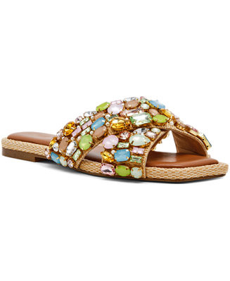 Women's Levity Embellished Flat Slide Sandals | Macy's