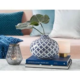 BLUE GINGER Round Vase - White/Blue | Bed Bath N' Table