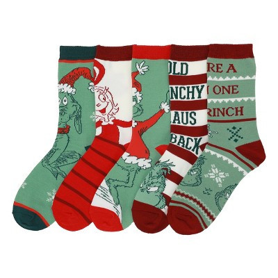 Grinch Red and Green Unisex Crew Socks (Pack of 5) | Target