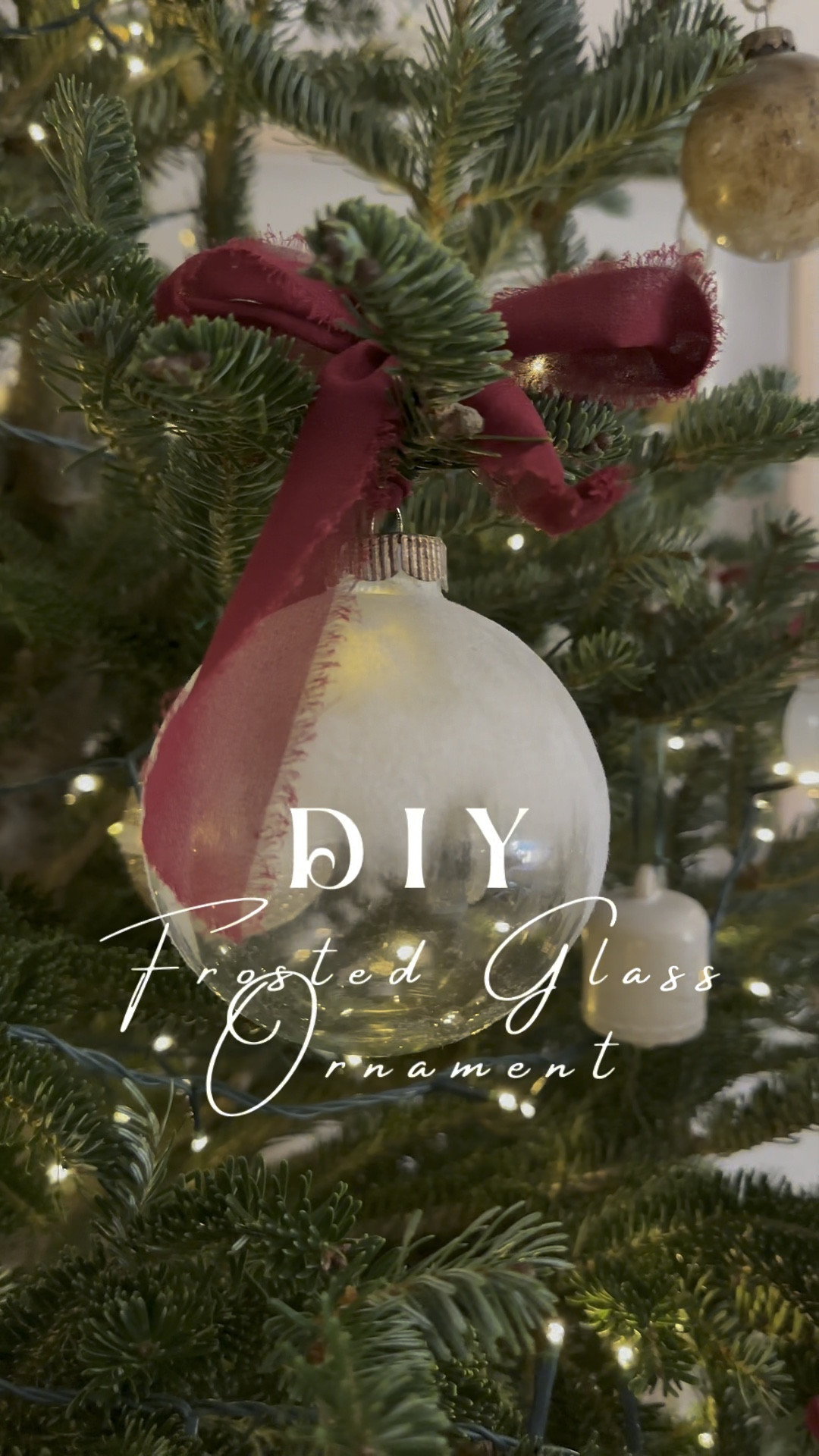 DIY frosted glass ornament: I got the flocking fiber to glue on the top of the glass on my Etsy, linked on my website 

#LTKVideo #LTKHoliday #LTKSeasonal