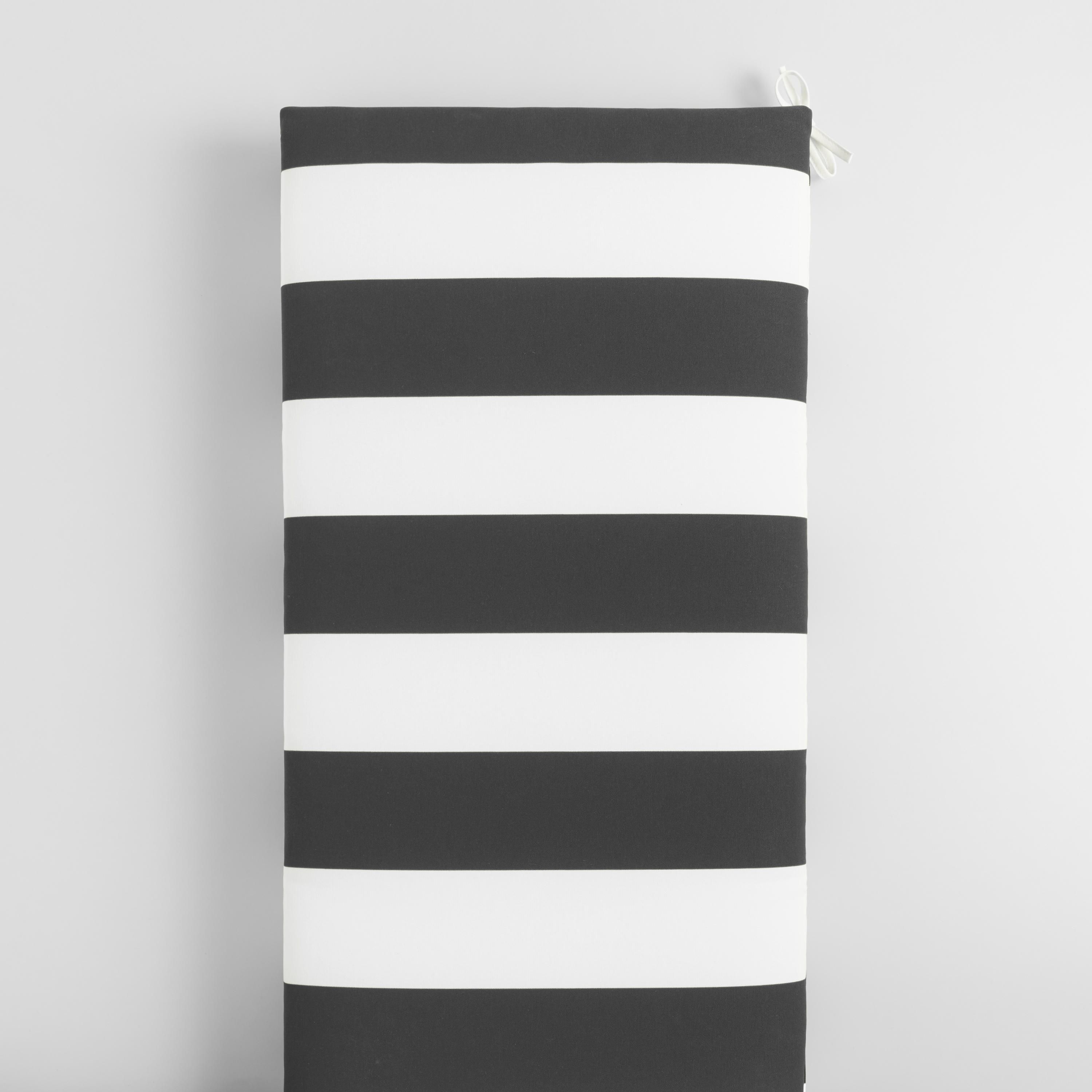 Black and White Awning Stripe Outdoor Bench Cushion | World Market