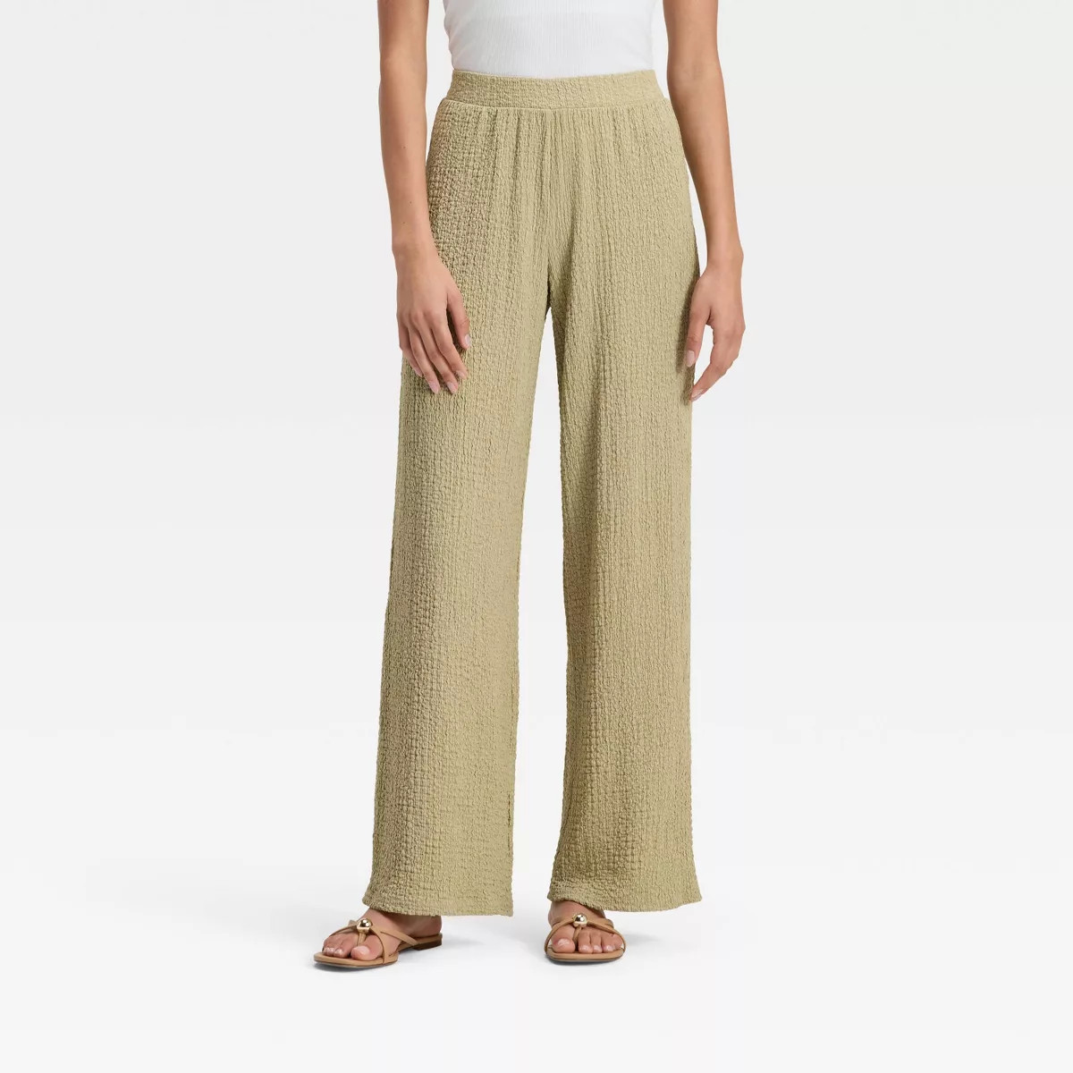 Women's Mid-Rise Regular Fit Textured Pull-On Pants - A New Day™ | Target