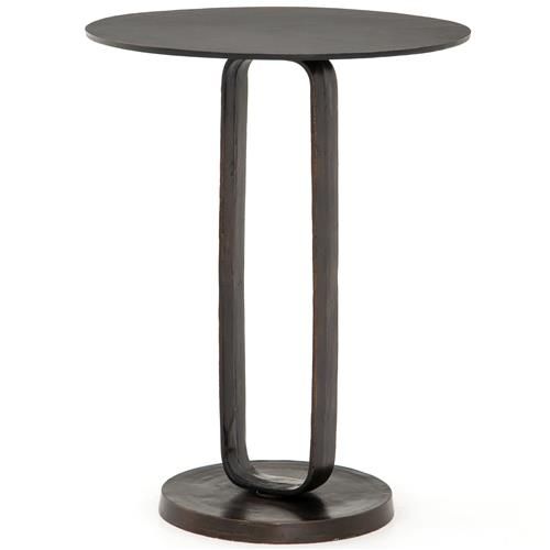 Sam Modern Classic Brown Aluminum Round Side End Table | Kathy Kuo Home