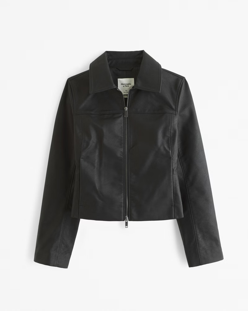 Vegan Leather Zip Jacket | Abercrombie & Fitch (US)