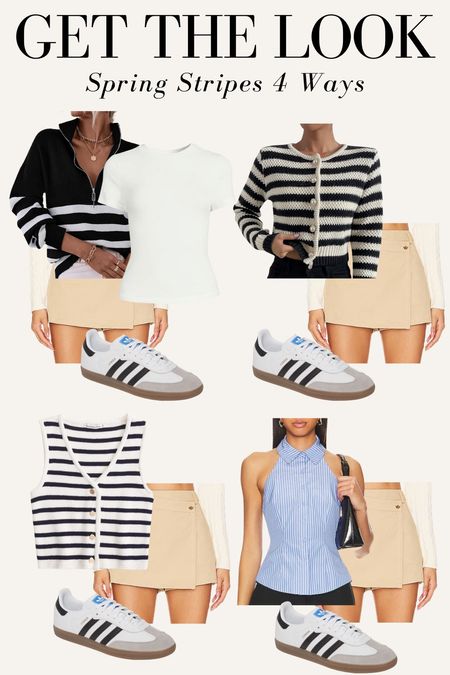 Spring stripes 4 ways! Stripe top, skirt, adidas sambas, sambas outfit idea

#LTKSeasonal #LTKstyletip