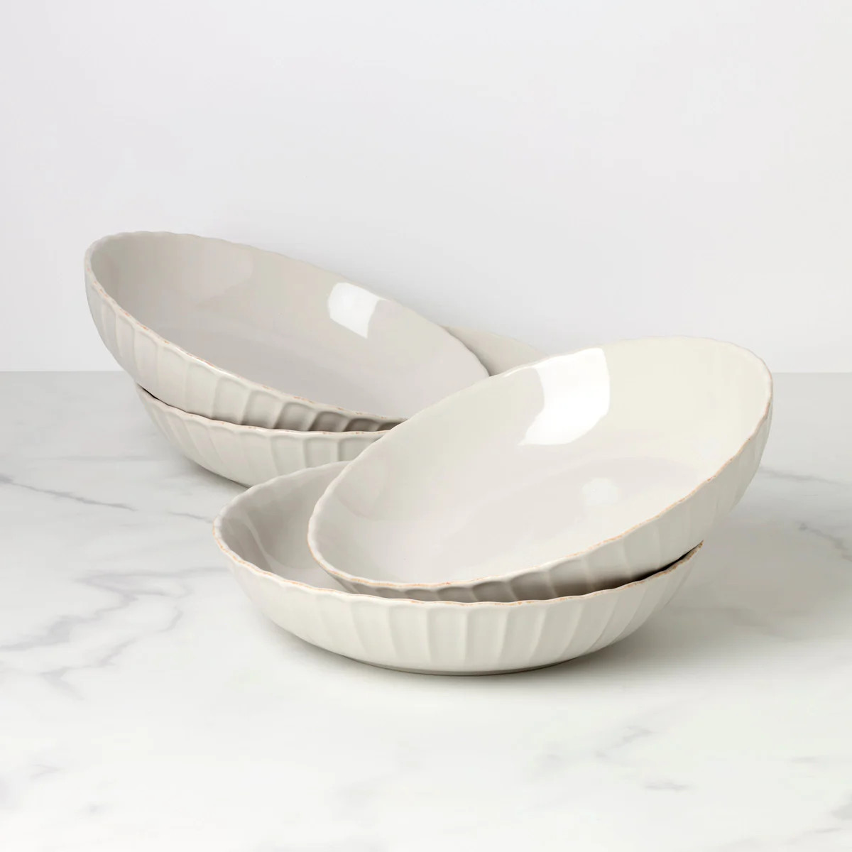 French Perle Scallop Dinner Bowls, Set of 4 | Lenox