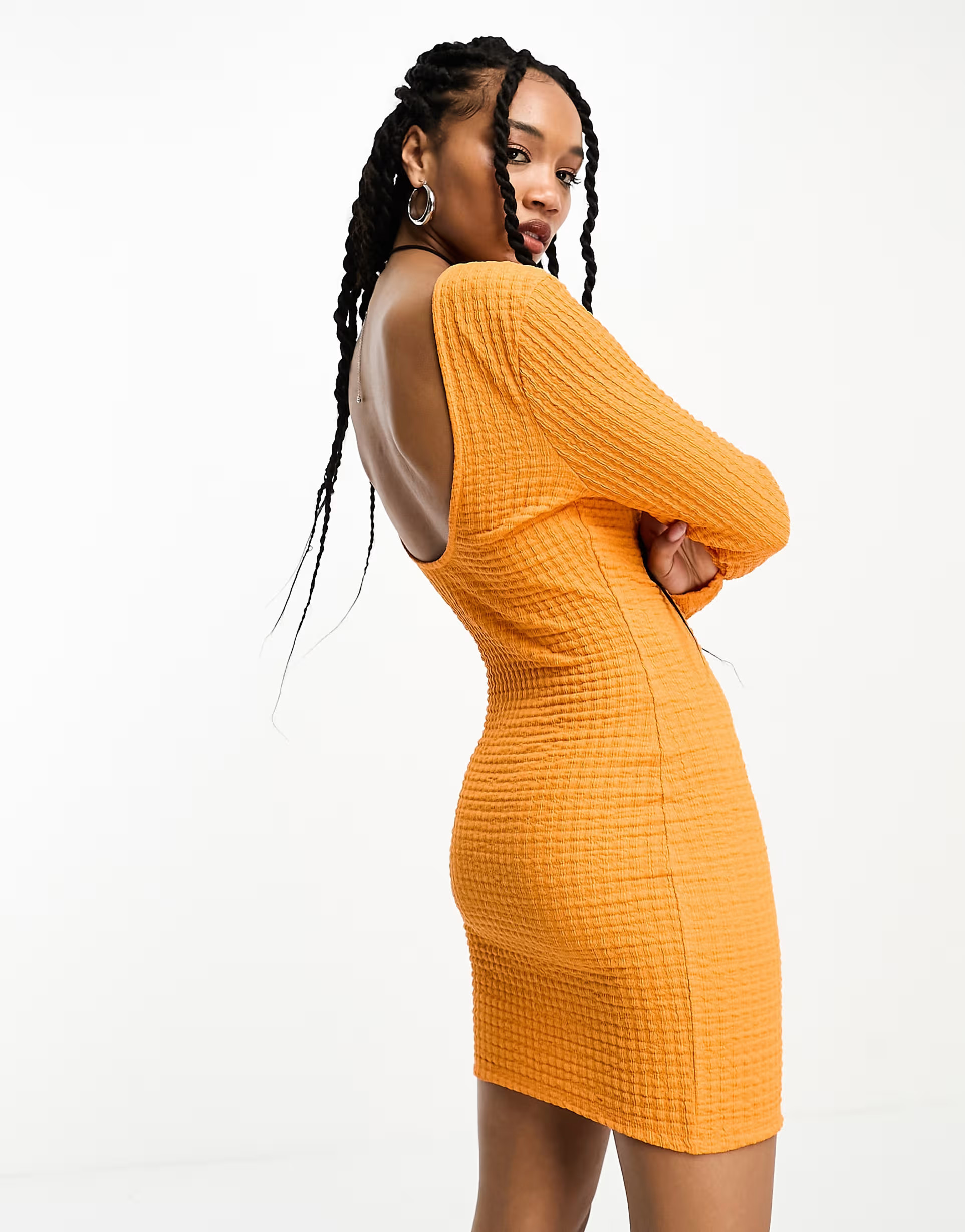 Only textured open back mini dress in orange | ASOS | ASOS (Global)