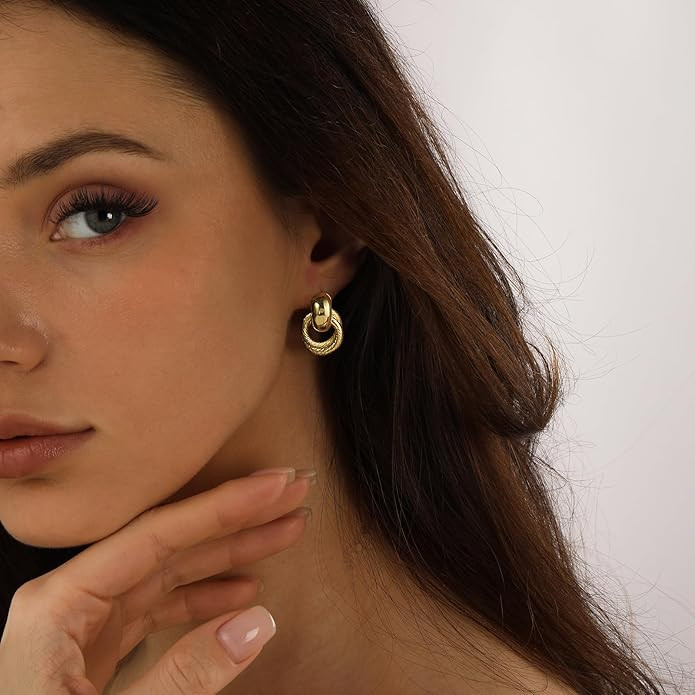 Chunky Small Knot Earrings Gold Silver Geometric Earrings for Women Dainty Gold and Silver Plated... | Amazon (US)