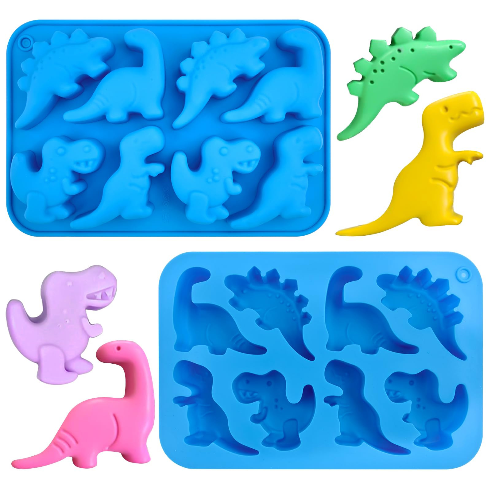 JOERSH 2Pcs Dinosaur Silicone Candy Molds Gummy Dinosaur Molds 8-Cavity Shaped with T-rex, Stegos... | Amazon (US)
