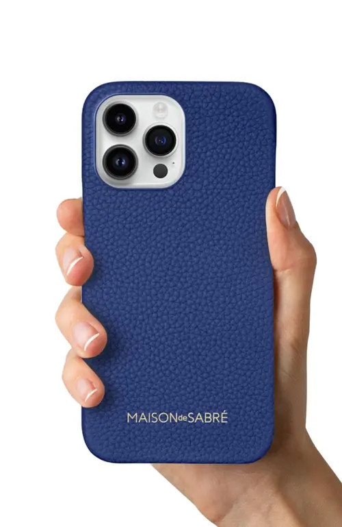 MAISON de SABRÉ Leather Phone Case in Lapis Blue at Nordstrom, Size Iphone 14 Pro | Nordstrom
