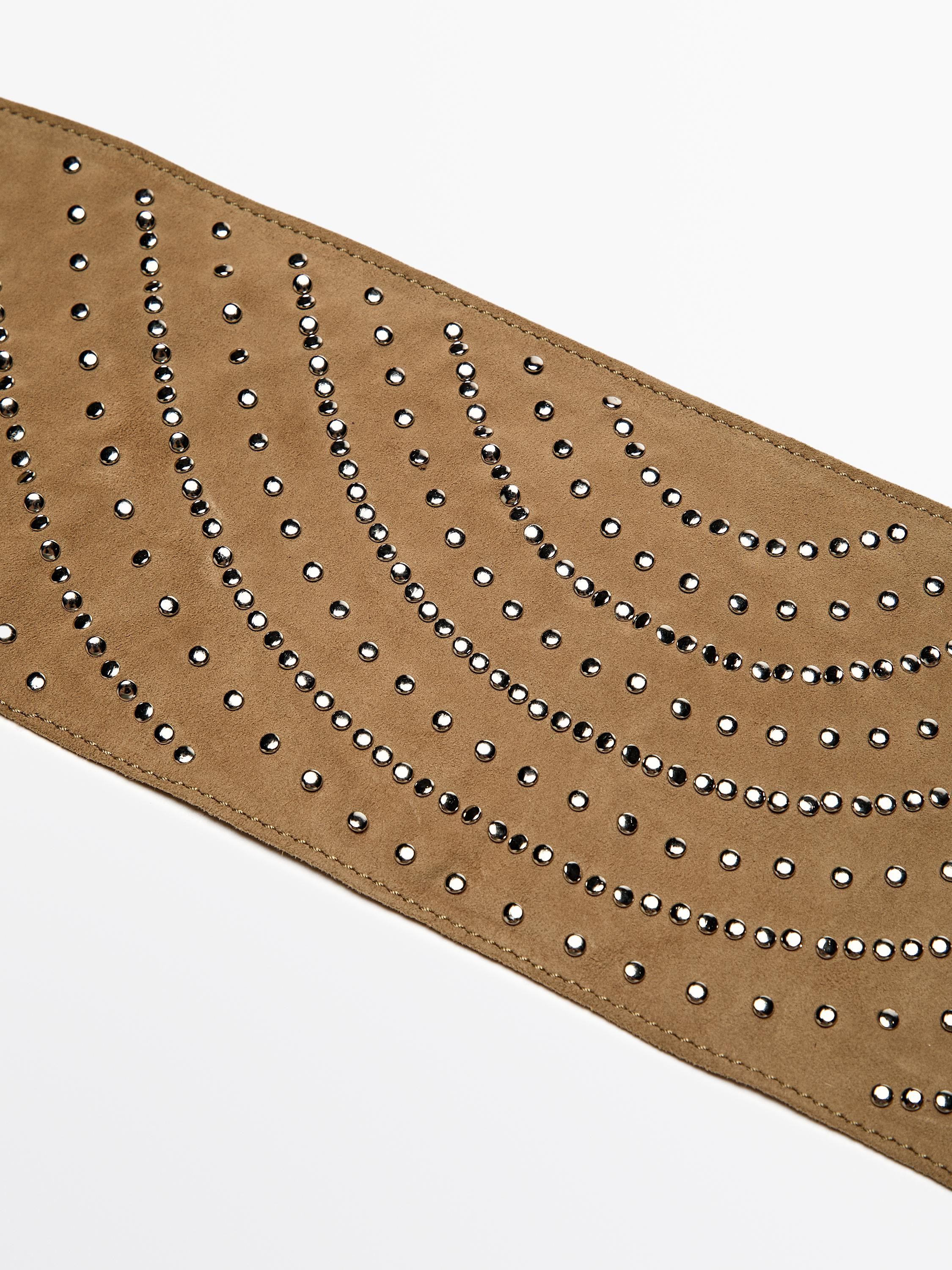 Studded split suede sash belt | Massimo Dutti UK